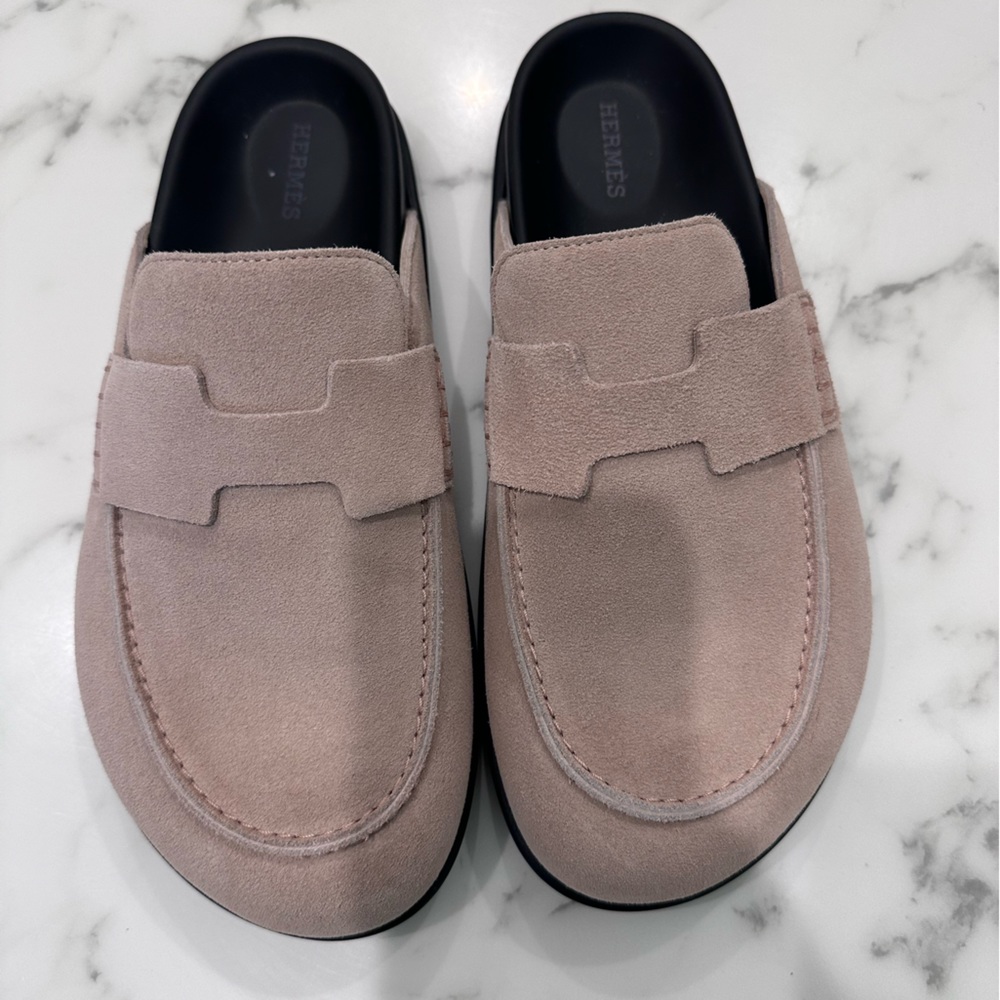 Hermes Mules, beige nude. Size 39
